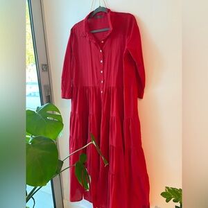Chic Scarlet Long Sleeve Maxi Dress